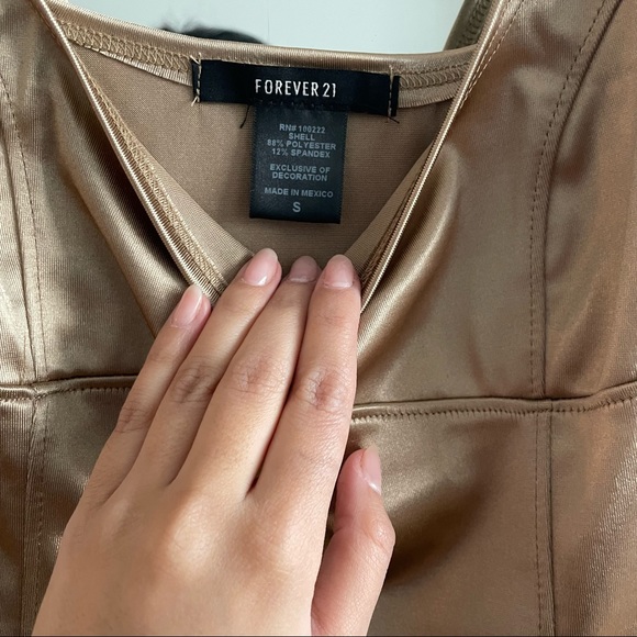 COPY - Forever 21 Gold Tank Bodysuit - Picture 4 of 4